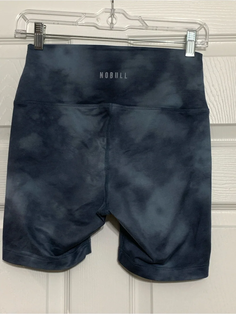 NOBULL Blue and Gray Tie-Dye High-Waist Bike Shorts